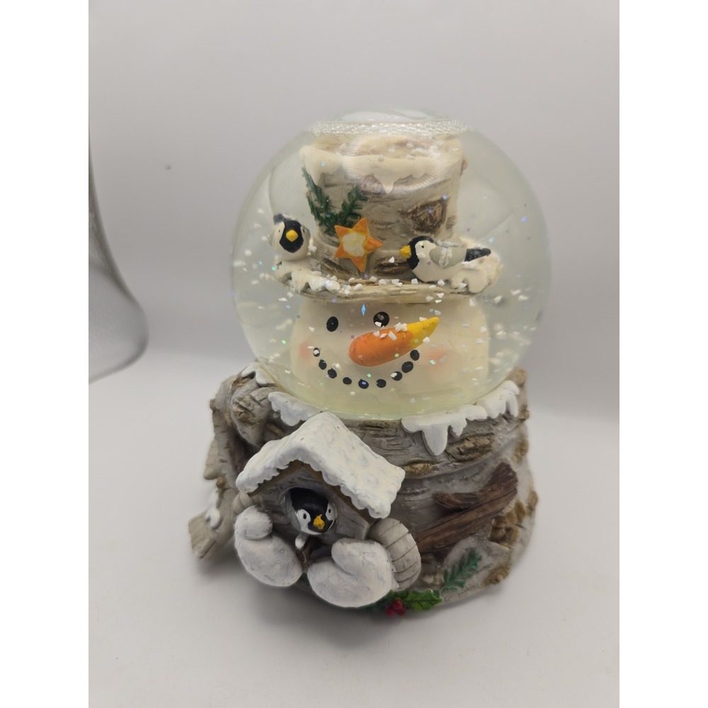 Living Quarters Ceramic Snowman Musical Water Globe Christmas